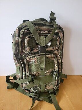 Green Tan Camo Hunting School Hiking Backpack With Removable Flag Patch